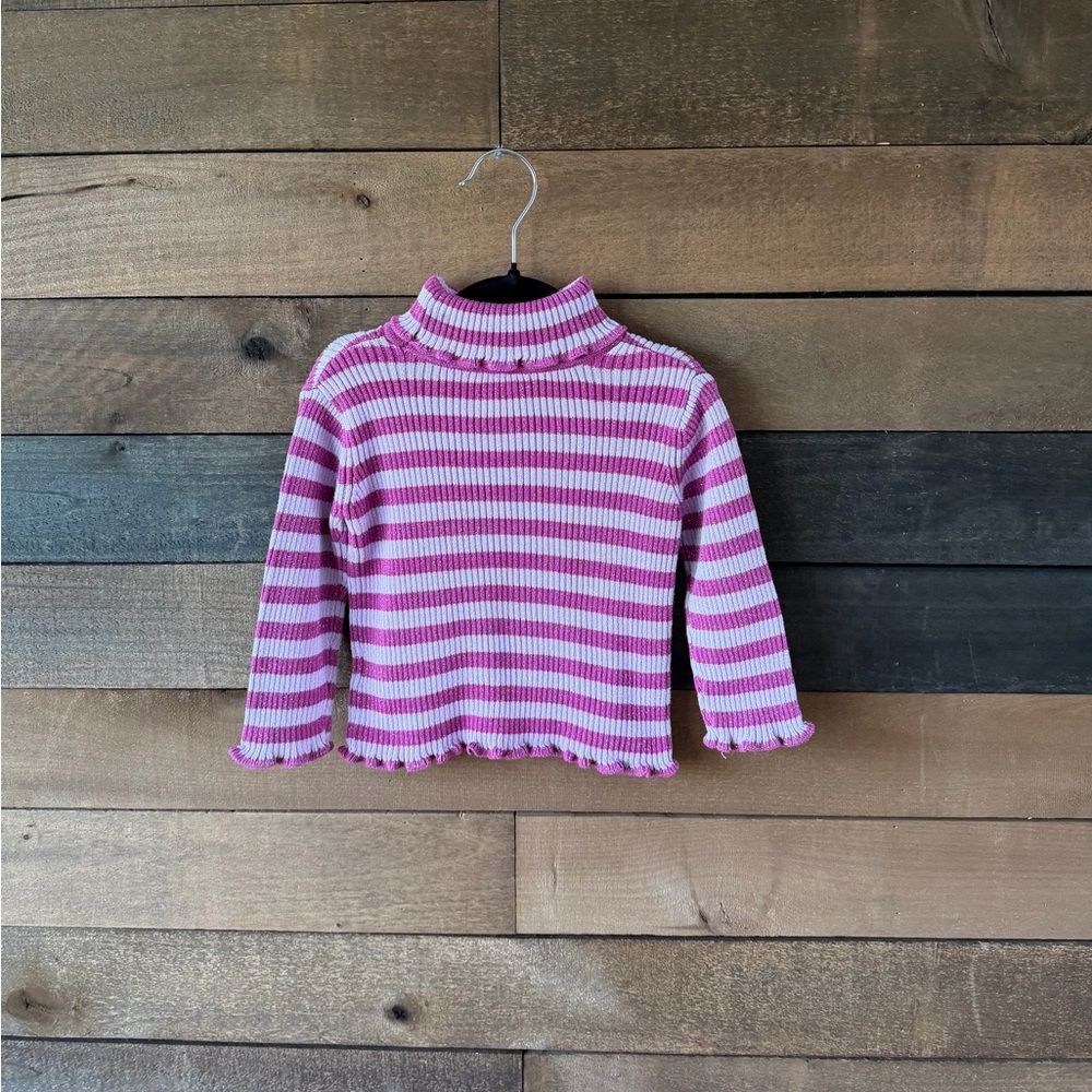 Vintage Pink Lavender Glitter Stripe Ribbed Turtleneck 18M Y2K Baby - Picture 6 of 8